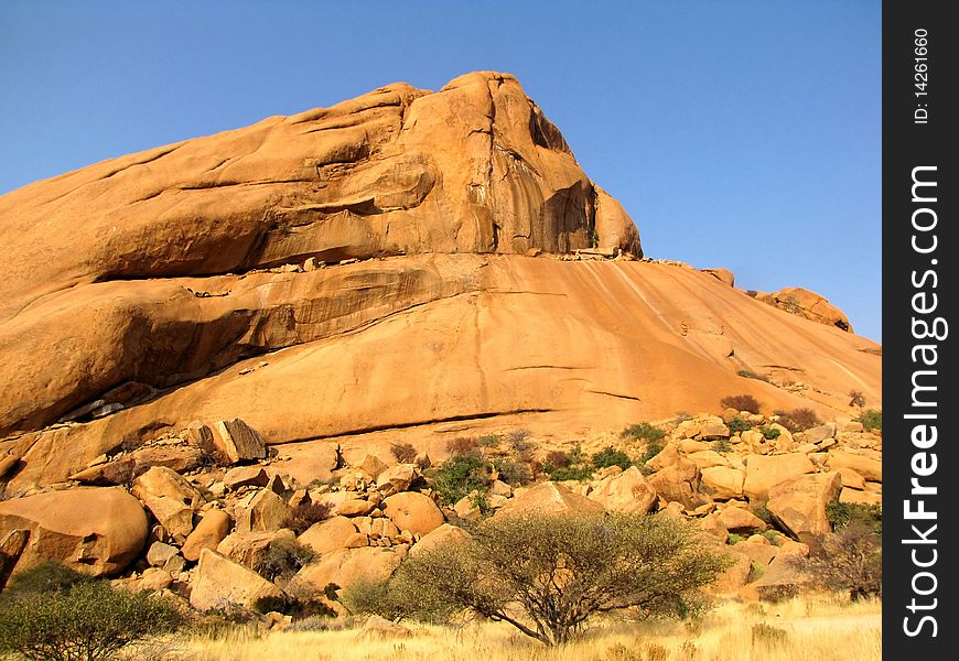 Lonely peak of Spitzkoppe mountain , Namibia