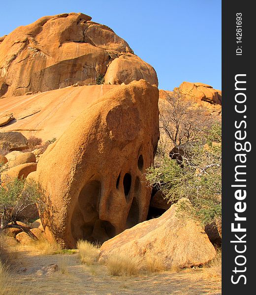 Orange rocks in the massif of Spitzkoppe, Namibia