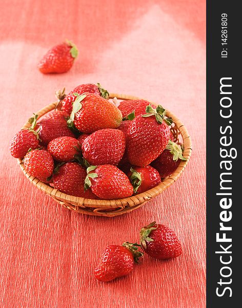 Wicker Basket With Fresh Strawberries