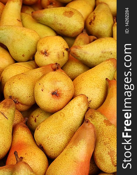 Closeup shot of an assortment of fresh, green pears. Closeup shot of an assortment of fresh, green pears