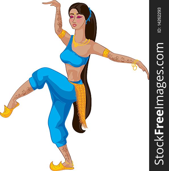 This picture depicts a dancing girl oriental dance