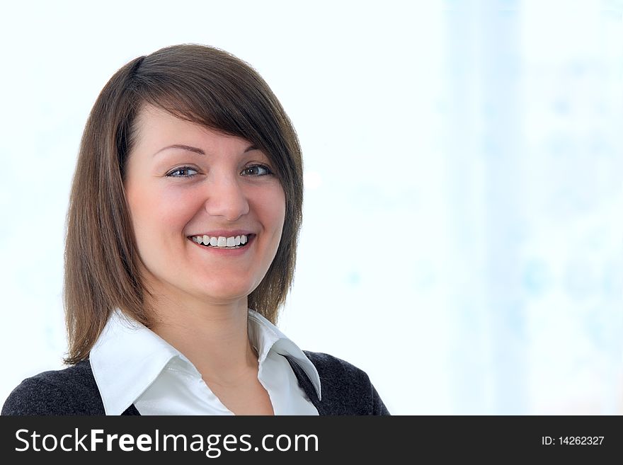 Young business woman with charming confident smile. Young business woman with charming confident smile