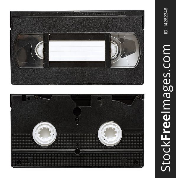 Old video tape isolated on white background with clipping path