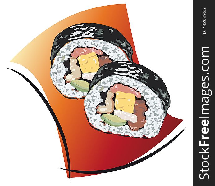 Sushi illustration asia design template