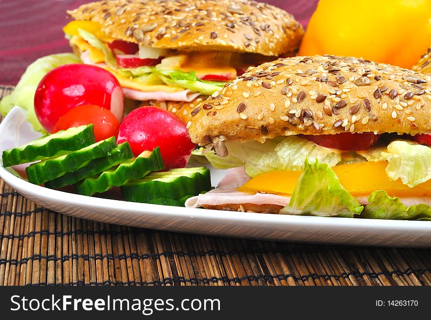 Triangle fresh sandwich with vegetable