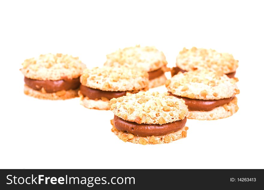 Cookies with chocolate isolated on white background. Cookies with chocolate isolated on white background