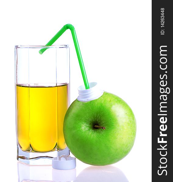 Glass Of Apple Juice With Apple Package