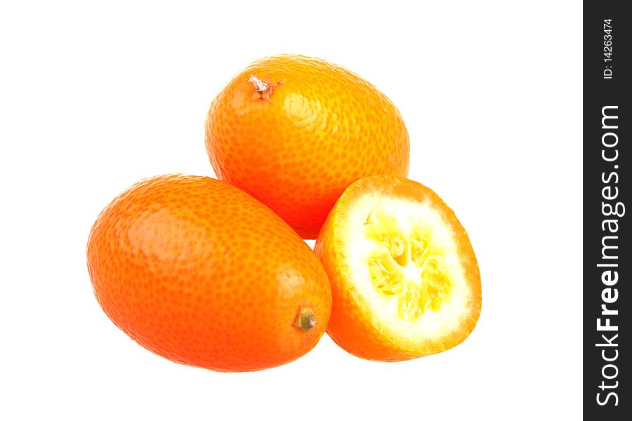 Fresh kumquats isolated on white background