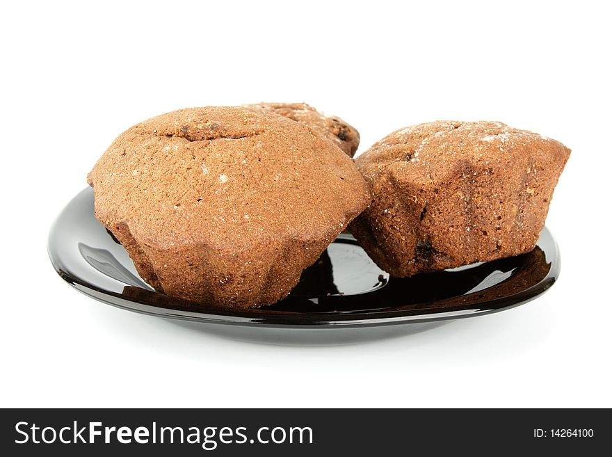 Chocolate muffin isolated on the white background. Chocolate muffin isolated on the white background