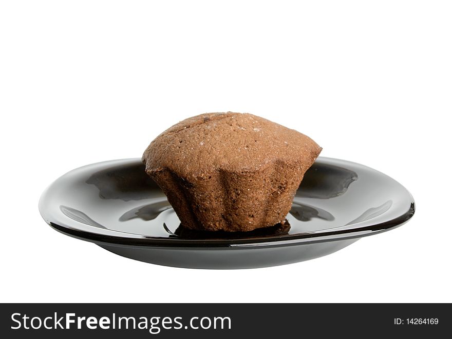 Chocolate muffin isolated on the white background