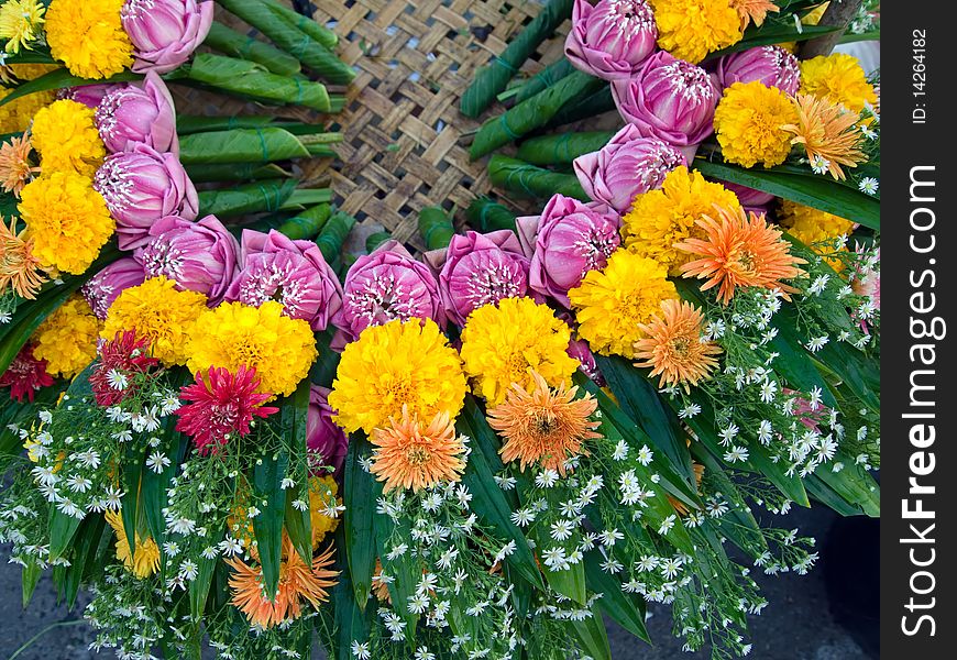 Flowers for worship Buddha Thailand