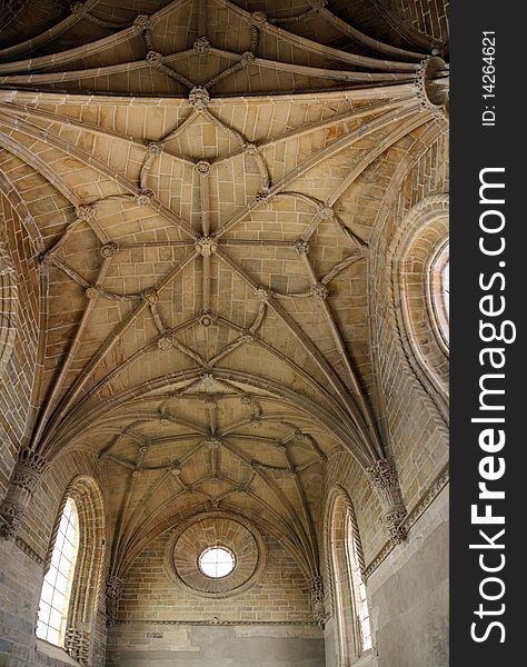 View of the inside ceiling of the beautiful Convent of Christ in Tomar, Portugal.