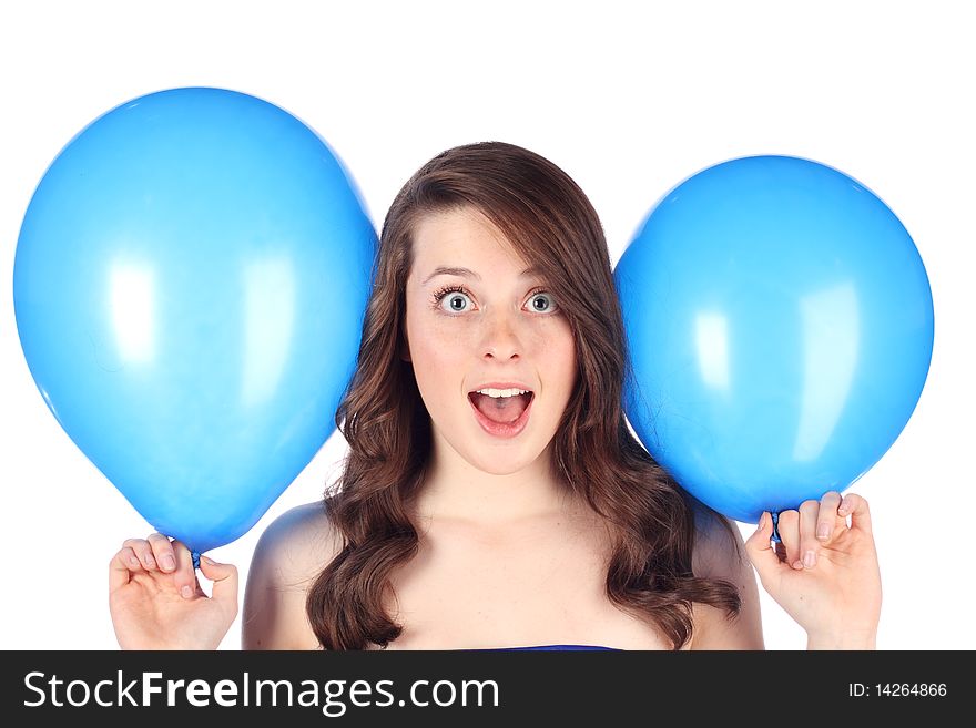 Teen With Blue Balloons