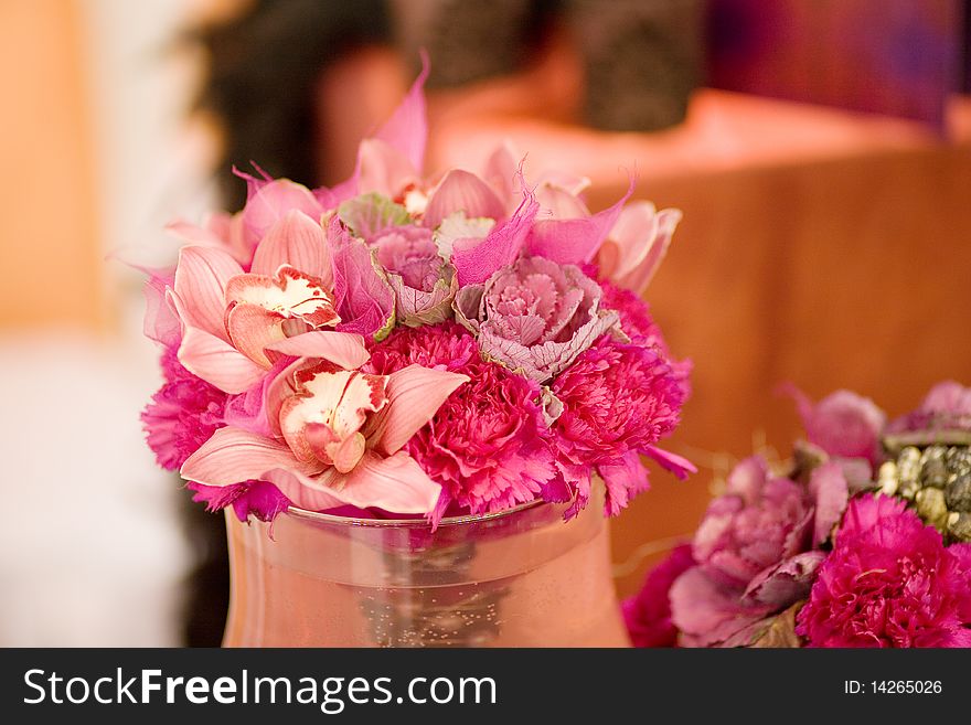 Red flowers on the table