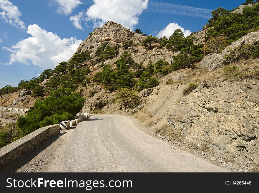 Serpentine road along black sea coast near to Sudak city. Serpentine road along black sea coast near to Sudak city