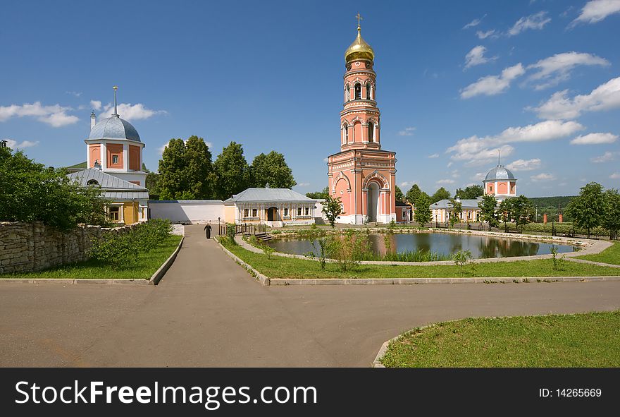 Temples and buildings inside the monastery, sunny day, Russia,. Temples and buildings inside the monastery, sunny day, Russia,