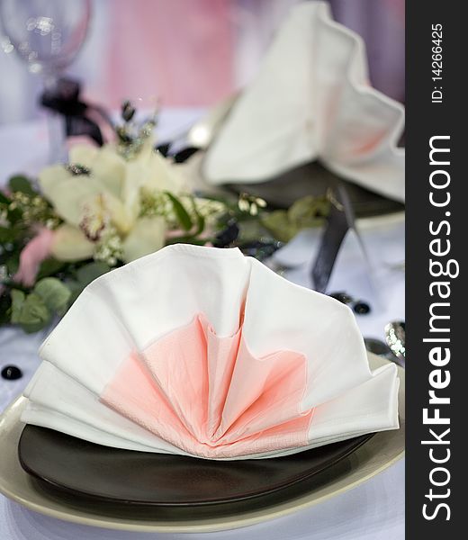 Elegant dinner table with flowers