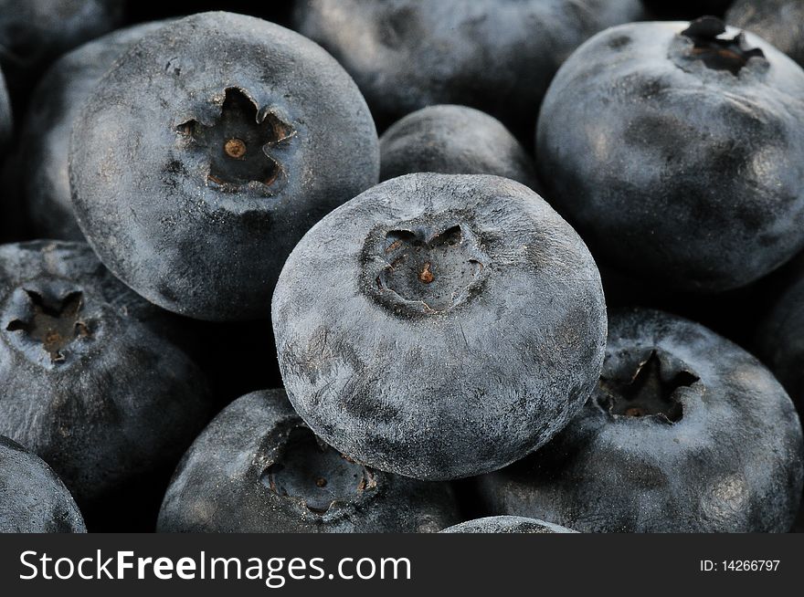 Macro of fresh and sweet blueberries