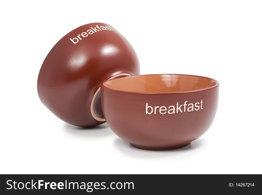 Breakfast bowl with an inscription on a white background