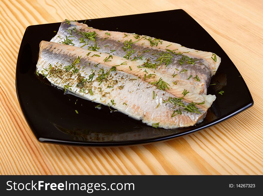 Herring On Black Plate