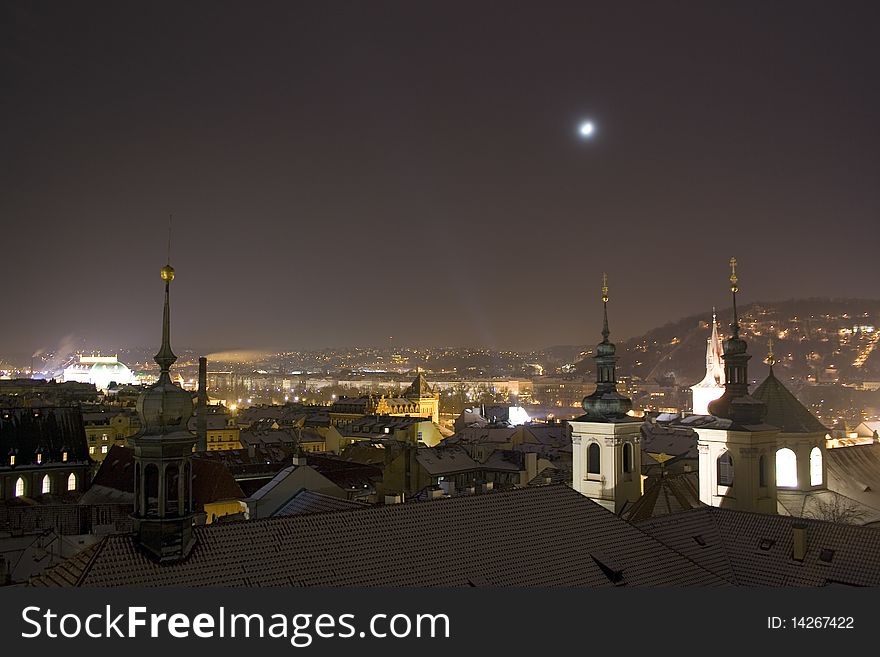 Night view from Klementinum in Prague