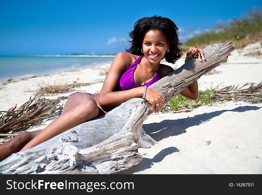 Beautiful caribbean brunette posing , close up