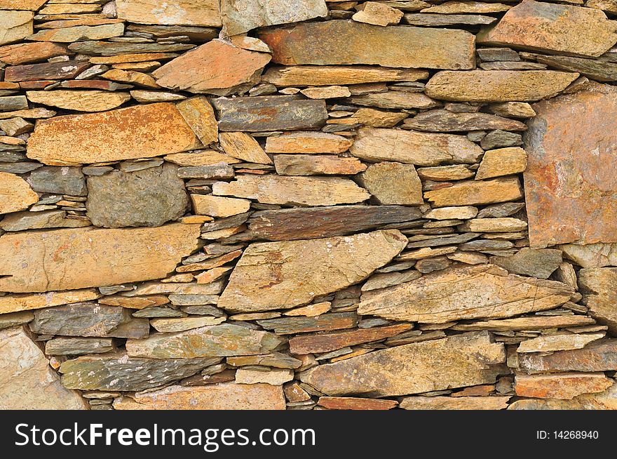 Detail of a dry-stone wall. Detail of a dry-stone wall