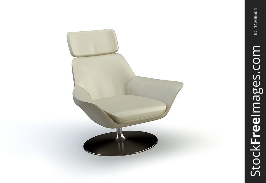Leather 3d chair on the white background. Leather 3d chair on the white background