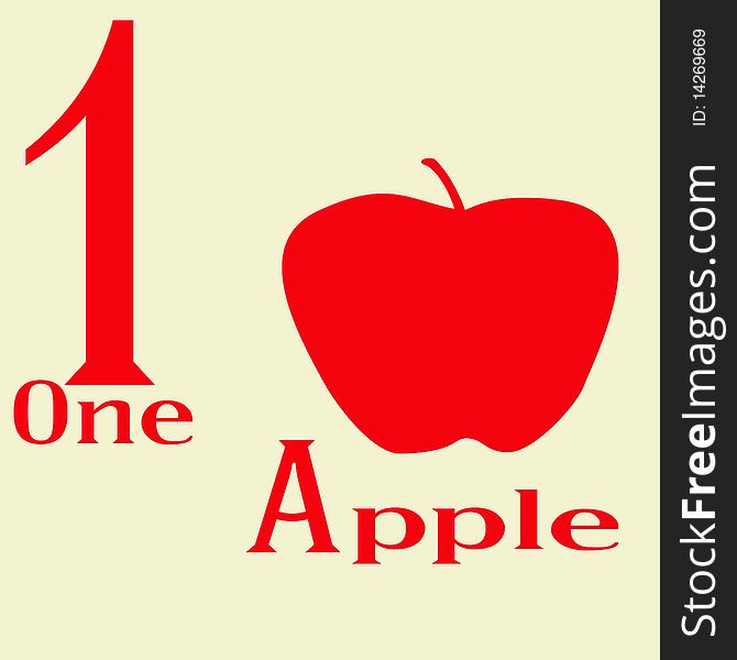 Use of Number 1,and an apple as 1 part of a series of 1-10. Use of Number 1,and an apple as 1 part of a series of 1-10.