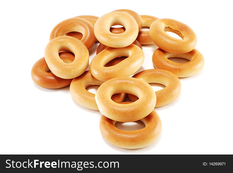 Small pretzels are isolated on a white background