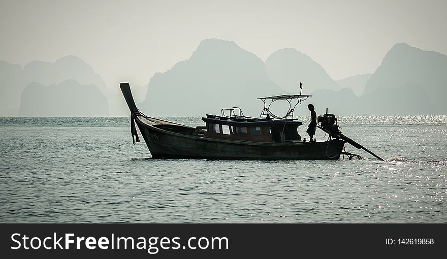 Traditional Long Tail Boat At Koh Hong Island