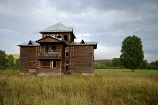 Abandoned Tourist Complex `Eldorado` At The Mouth Of The River Inya Altai Territory Stock Photo
