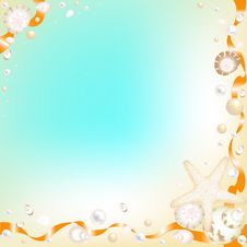Background With Starfish And Shells. Vector Stock Photography