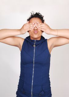 Young Woman Covering Her Eyes. Stock Photos