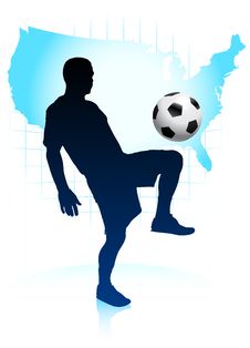 Soccer Player With United States Map Stock Photo