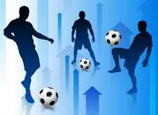 Soccer Player With Abstract Arrow Background Stock Photography