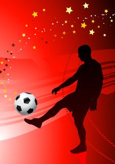 Soccer/Football Player On Red Background Stock Photography Soccer/Football Player On Red Background Stock Photography