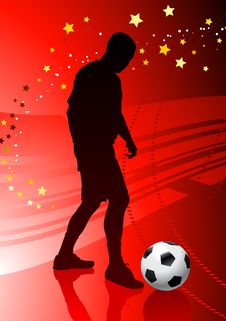 Soccer/Football Player On Red Background Stock Photos Soccer/Football Player On Red Background Stock Photos