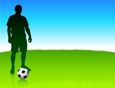 Soccer Player On Nature Park Background Royalty Free Stock Image