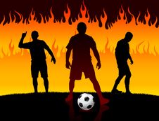 Soccer/Football Player On Hell Fire Background Stock Photos Soccer/Football Player On Hell Fire Background Stock Photos