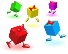 Colored Boxs With Bows Stock Photo