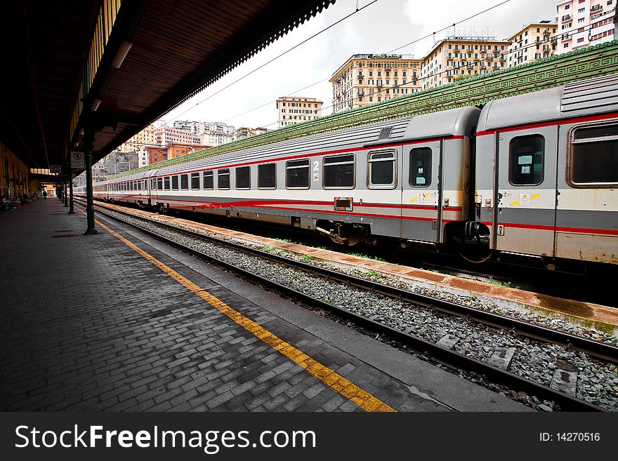 Train and wagons in the station. Train and wagons in the station