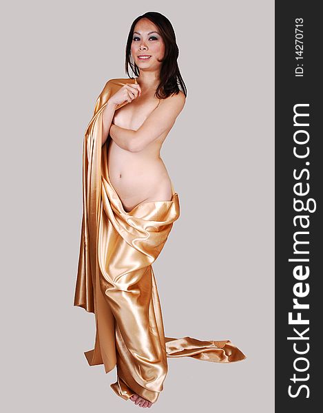 Nude Girl With Gold Satin.