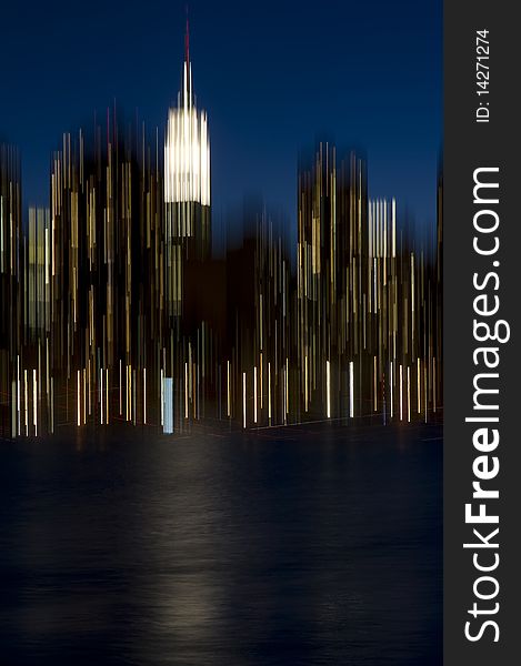 A motion blur of the Empire State Building in New York City