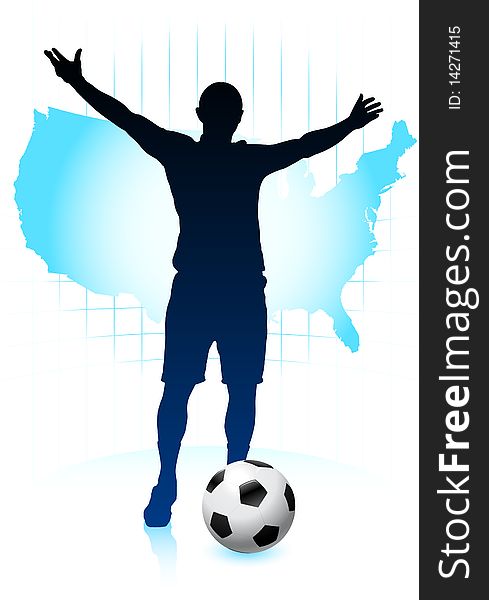 Soccer Player with United States Map