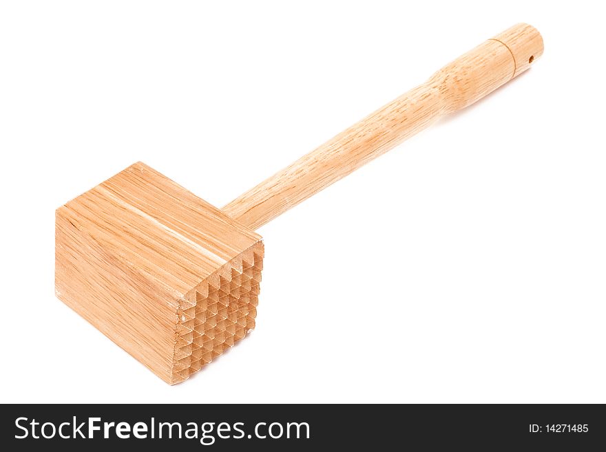 Wooden Meat Tenderizer Isolated