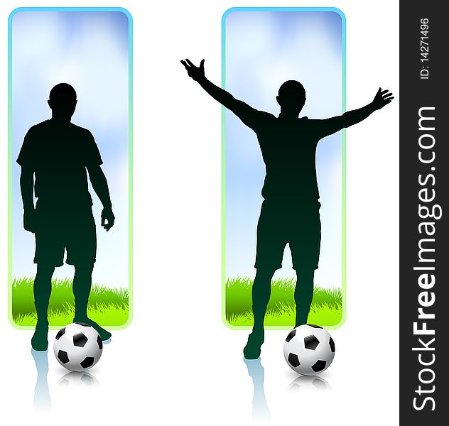Soccer Player with Nature Banners Original Illustration