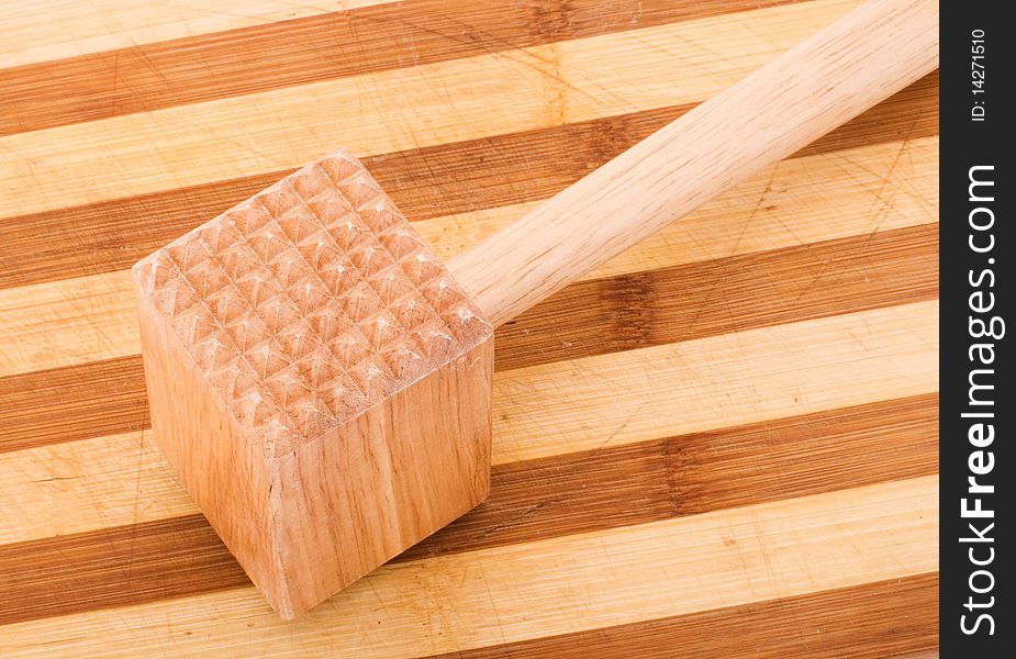 Wooden meat tenderizer isolated