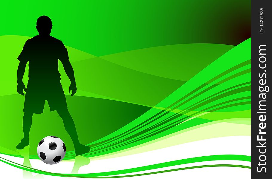 Soccer Player on Abstract Green Background