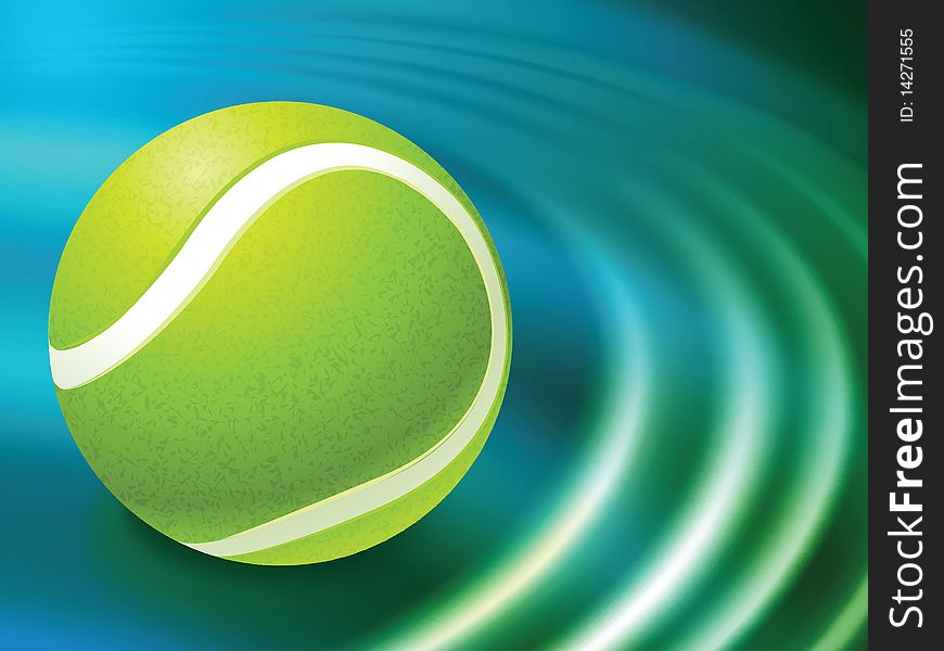Tennis Ball on Abstract Liquid Wave Background